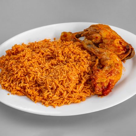 Jollof rice with Spicy Fried chicken